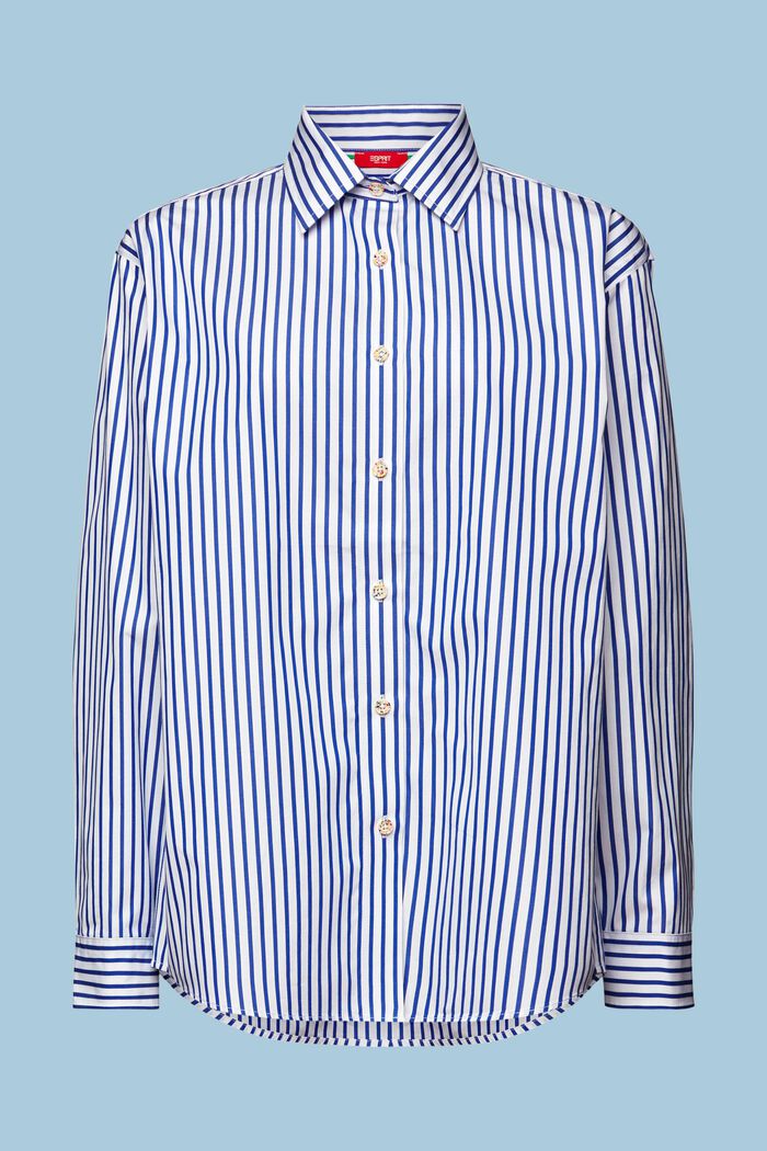 Randig skjorta i poplin, BRIGHT BLUE, detail image number 6