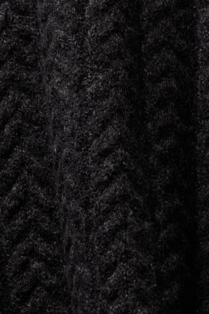 Kabelstickad tröja med polokrage, BLACK, detail image number 6