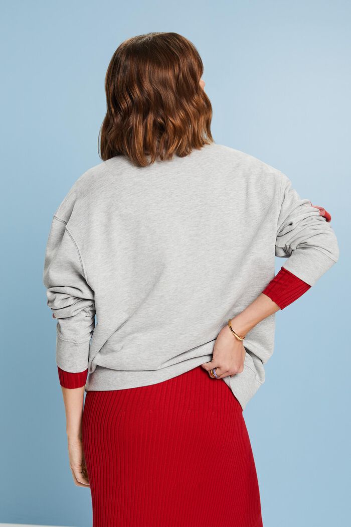 Sweatshirt i oversize-modell med pärlprytt tryck, LIGHT GREY, detail image number 2