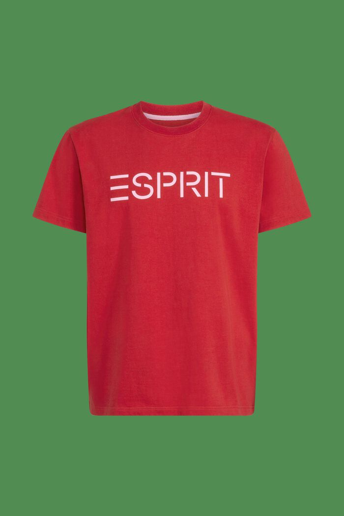 T-shirt i bomullsjersey med logo, unisexmodell, RED, detail image number 6