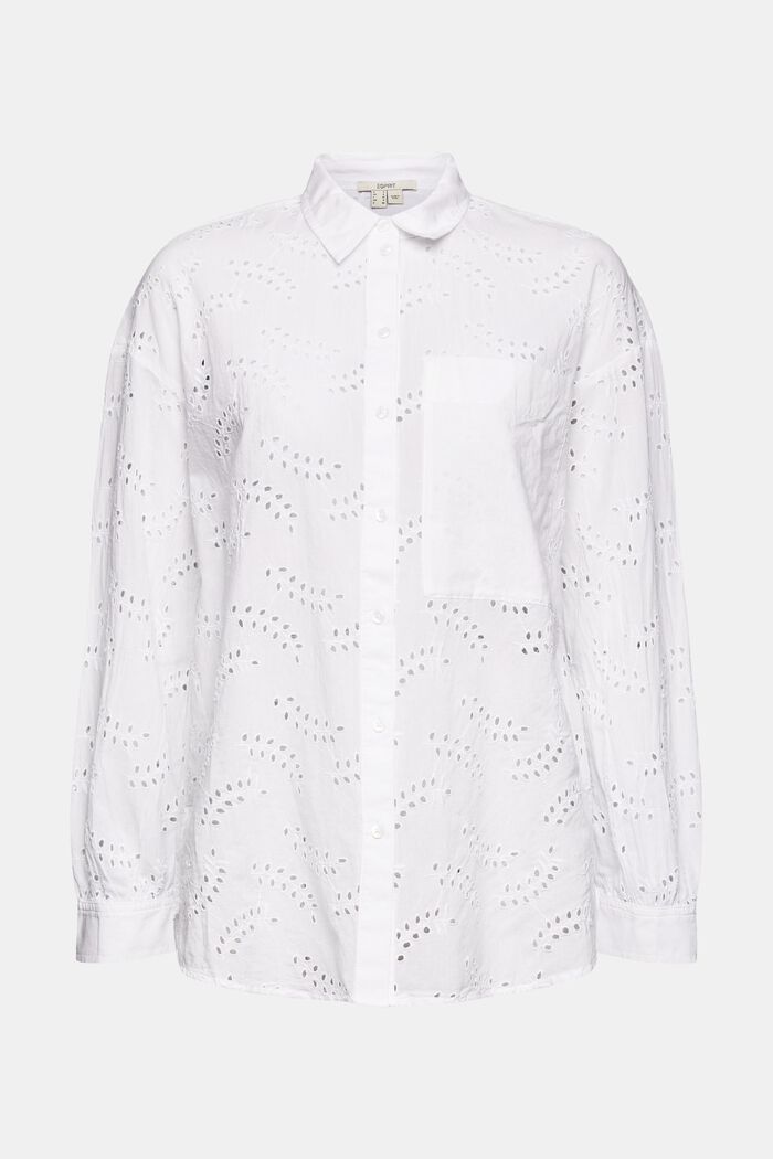 Skjortblus med hålspets, WHITE, detail image number 8