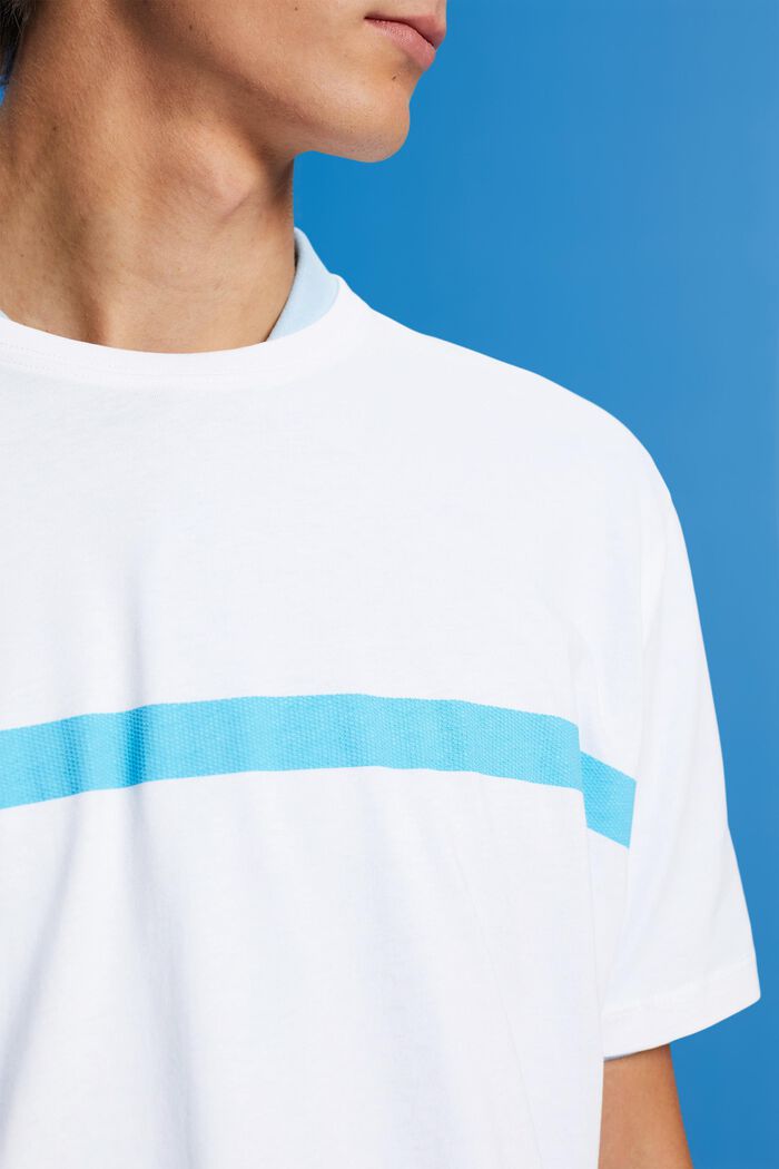 Bomulls-T-shirt med kontrastrand, WHITE, detail image number 2