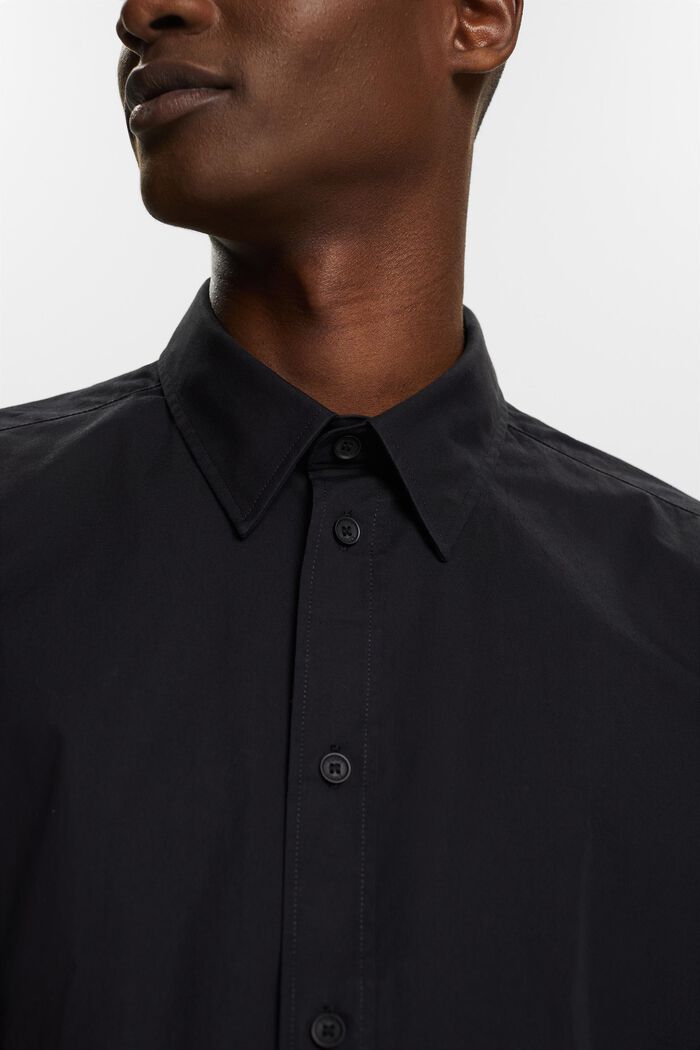Kortärmad skjorta i bomullspoplin, BLACK, detail image number 3