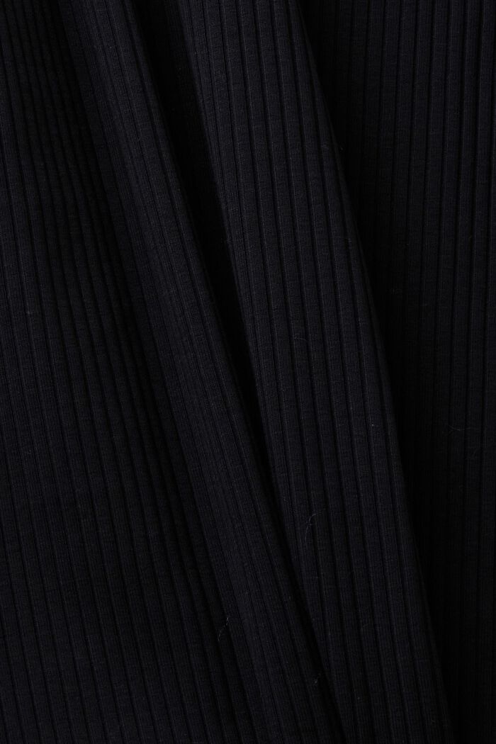 Ribbstickad midiklänning med utskärning på axeln, BLACK, detail image number 5