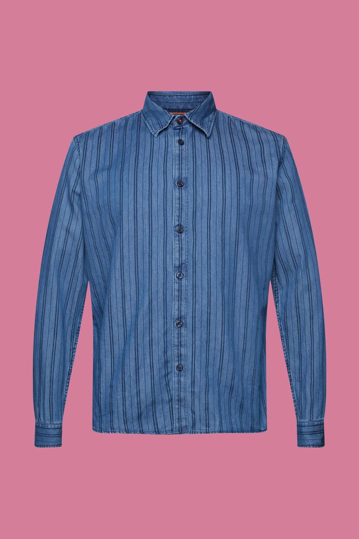 Jeansskjorta med smal passform med ränder, NAVY, detail image number 5