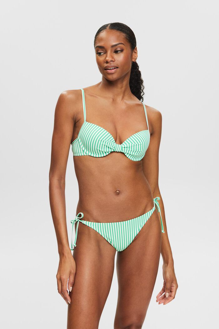 Randig bikiniunderdel med knytning i sidorna, GREEN, detail image number 0