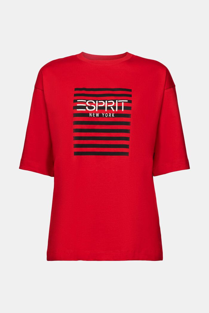 T-shirt med logo och rund ringning, DARK RED, detail image number 5