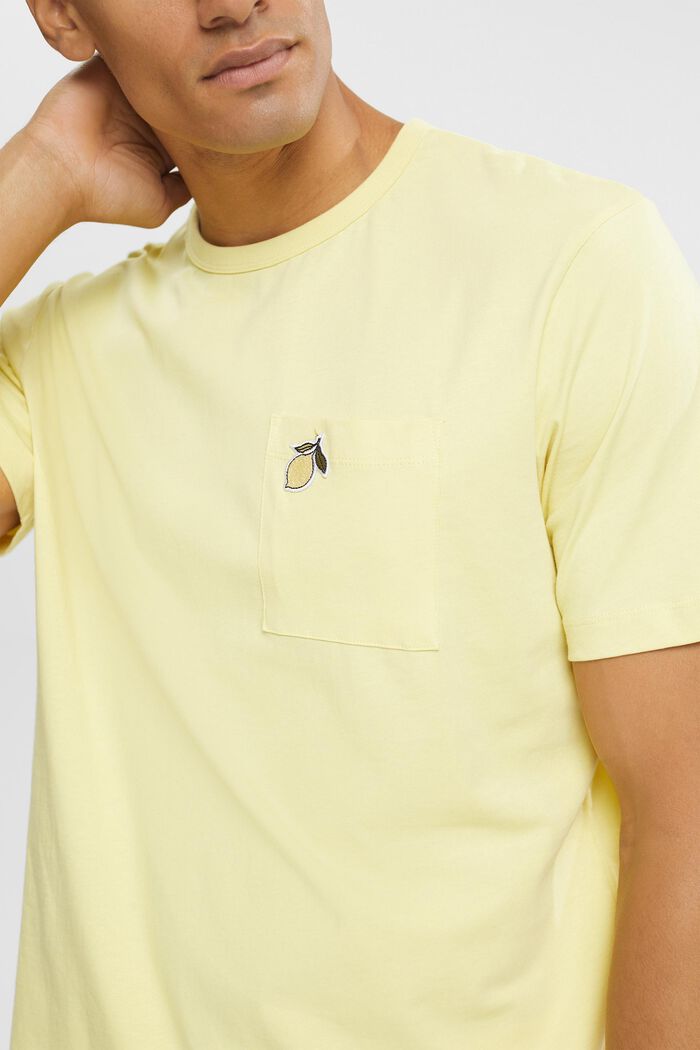 T-shirt i jersey med litet motivmärke, LIME YELLOW, detail image number 4