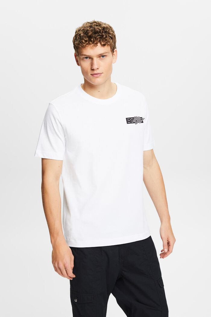 Grafisk T-shirt i bomullsjersey, WHITE, detail image number 0