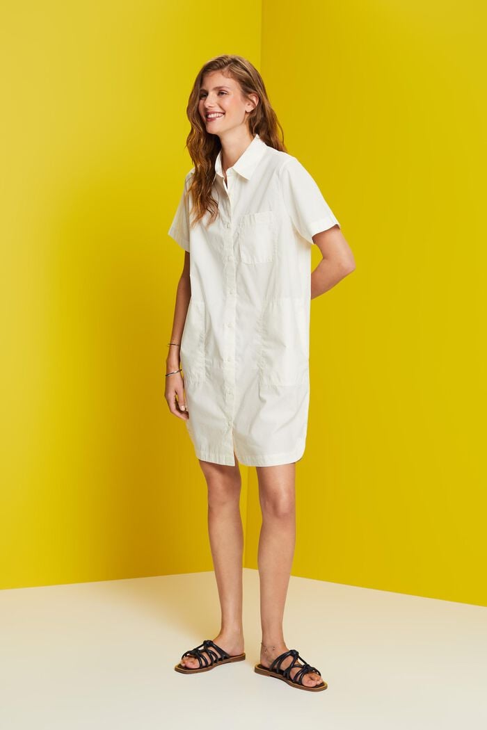 Mini-skjortklänning, 100% bomull, OFF WHITE, detail image number 4