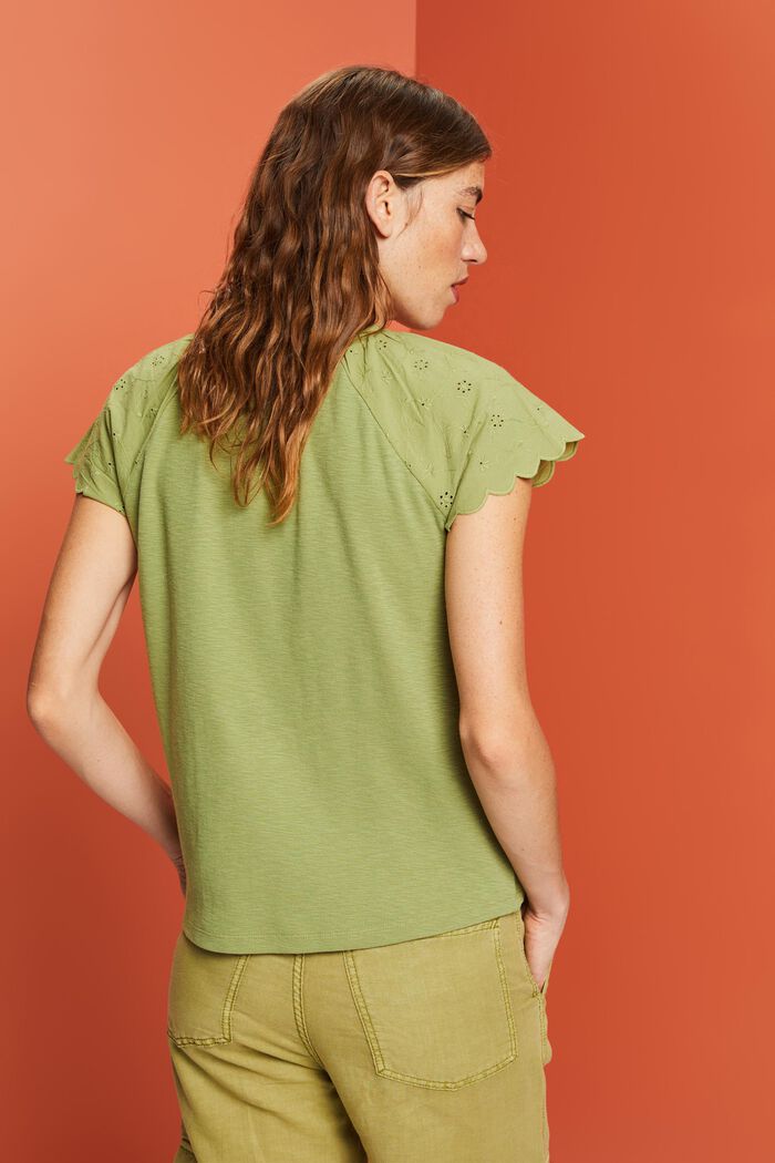 T-shirt med hålstruktur i ärmen, PISTACHIO GREEN, detail image number 3