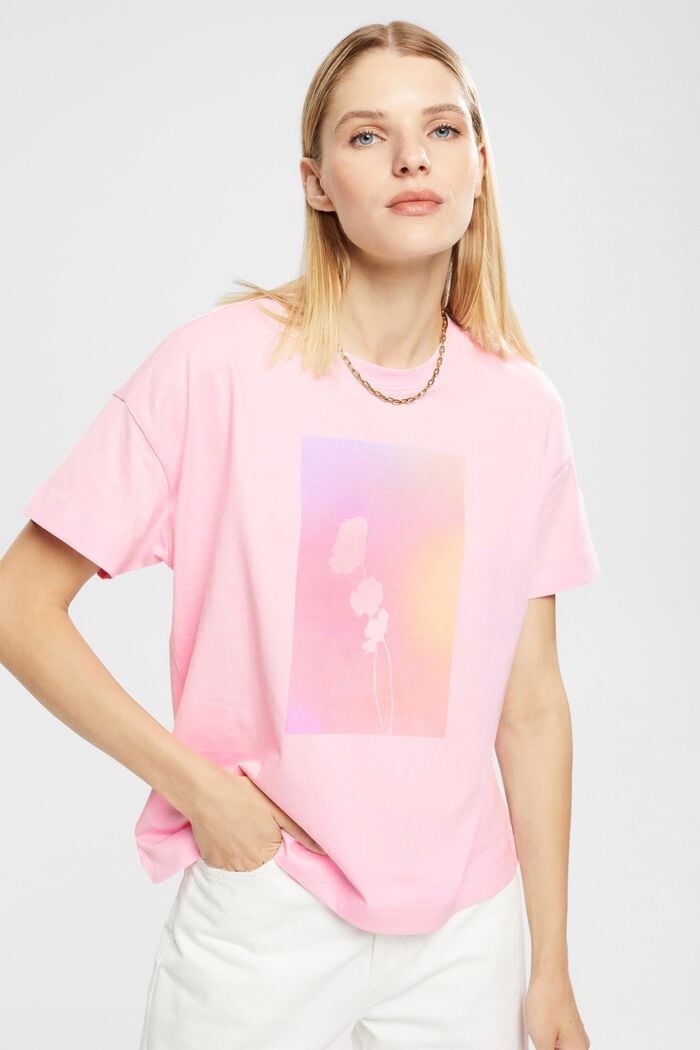 T-shirt med tryck, LIGHT PINK, overview