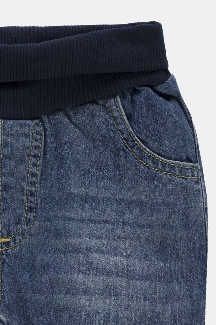 Jeans med ribbad linning, 100% ekobomull, BLUE MEDIUM WASHED, detail image number 2
