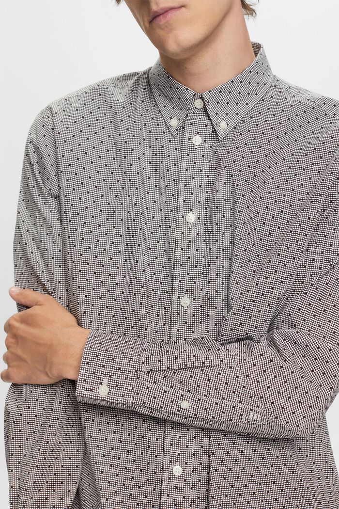 Mönstrad button down-skjorta, 100% bomull, DARK BROWN, detail image number 2