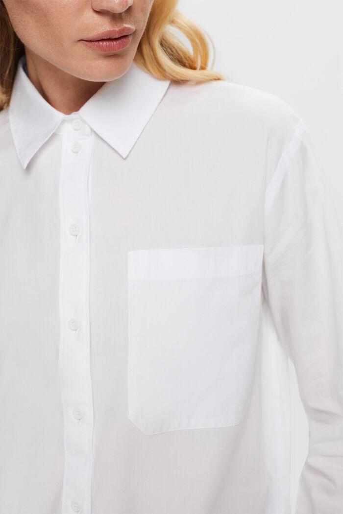 Skjortblus med ledig passform, 100% bomull, WHITE, detail image number 2