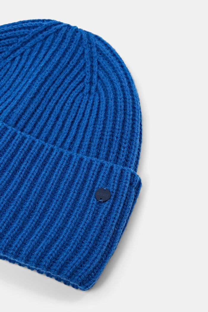 Ribbstickad beanie, BRIGHT BLUE, detail image number 1