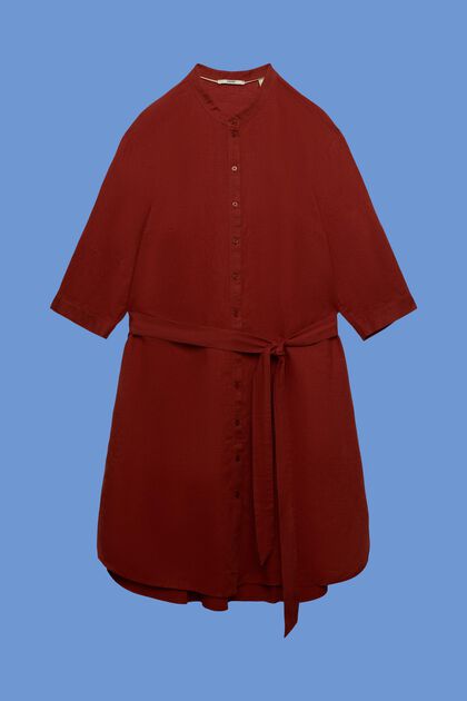 CURVY skjortklänning med skärp, linne-bomullsmix