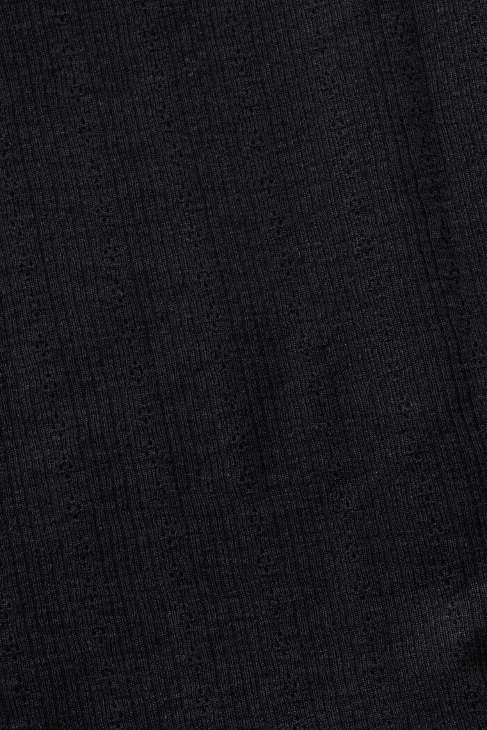 Ribbad pointelle-T-shirt, BLACK, detail image number 5