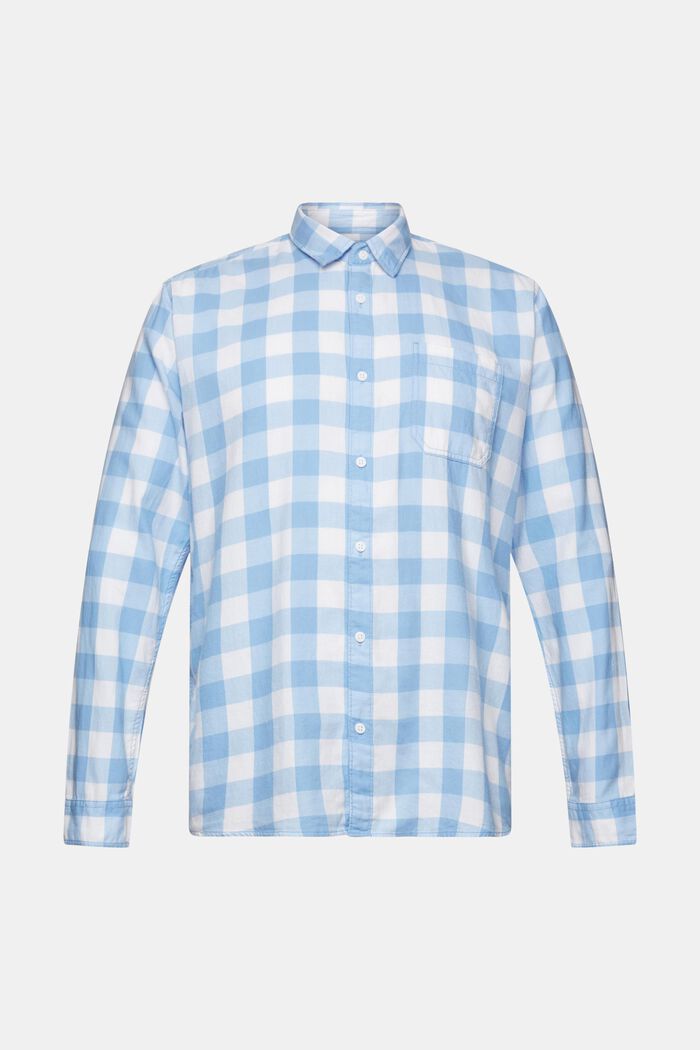 Vichyrutig flanellskjorta i hållbar bomull, BRIGHT BLUE, detail image number 8