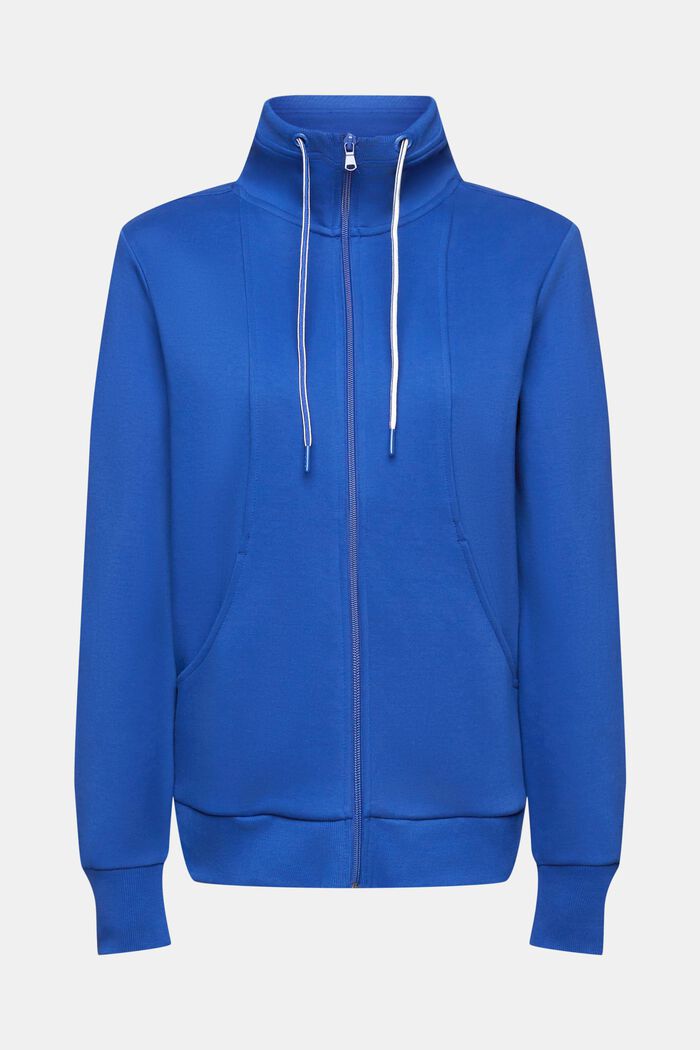 Sweatshirt med dragkedja, bomullsmix, BRIGHT BLUE, detail image number 5