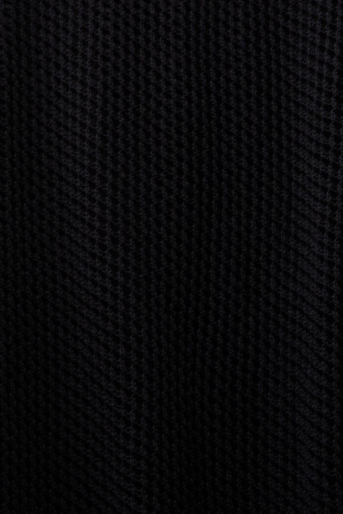 Båtringad mesh-tröja med logo, BLACK, detail image number 5