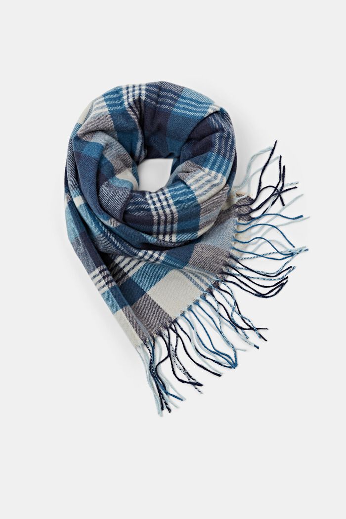 Rutig scarf, bomullsmix, NAVY, detail image number 0