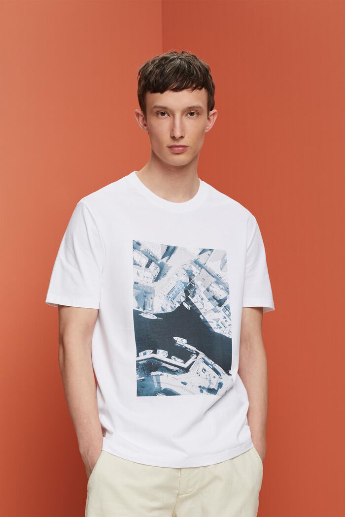 T-shirt med tryck, 100% bomullsjersey, WHITE, detail image number 0