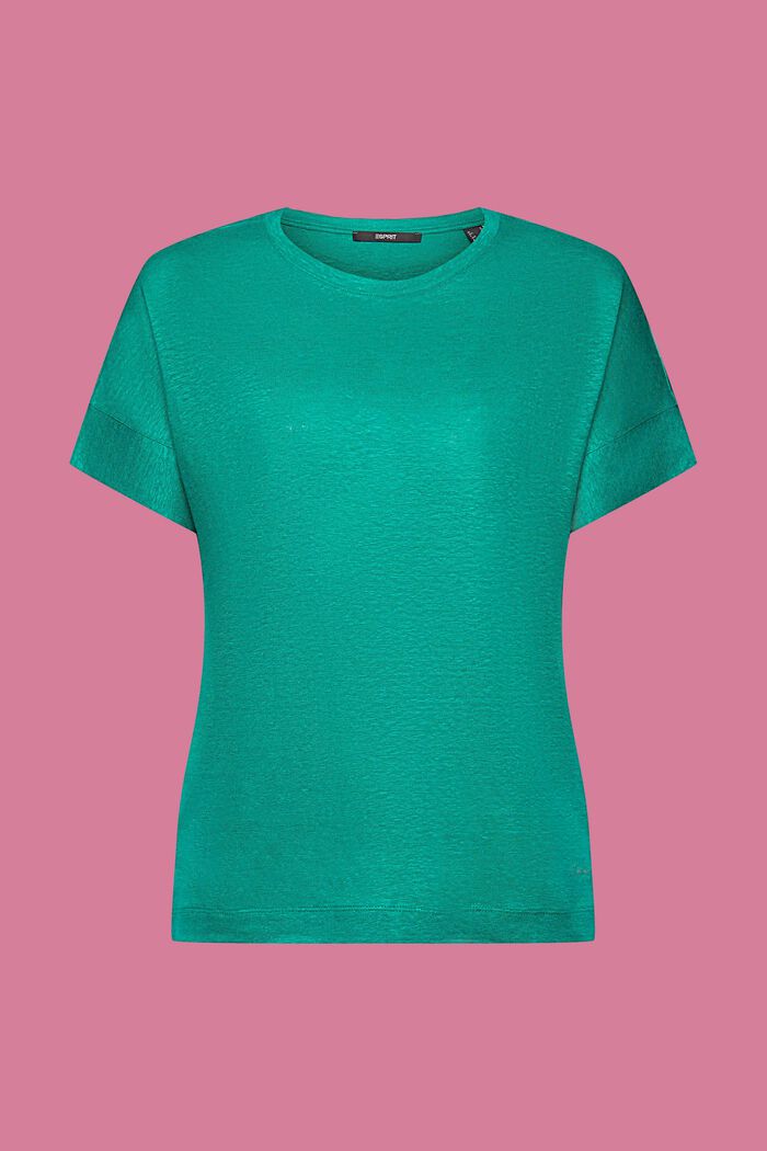 T-shirt i linne, EMERALD GREEN, detail image number 6