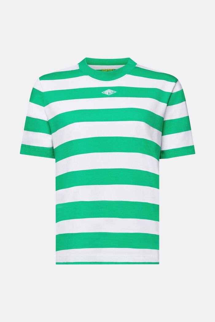 Randig T-shirt i pimabomull med broderad logo, GREEN, detail image number 7