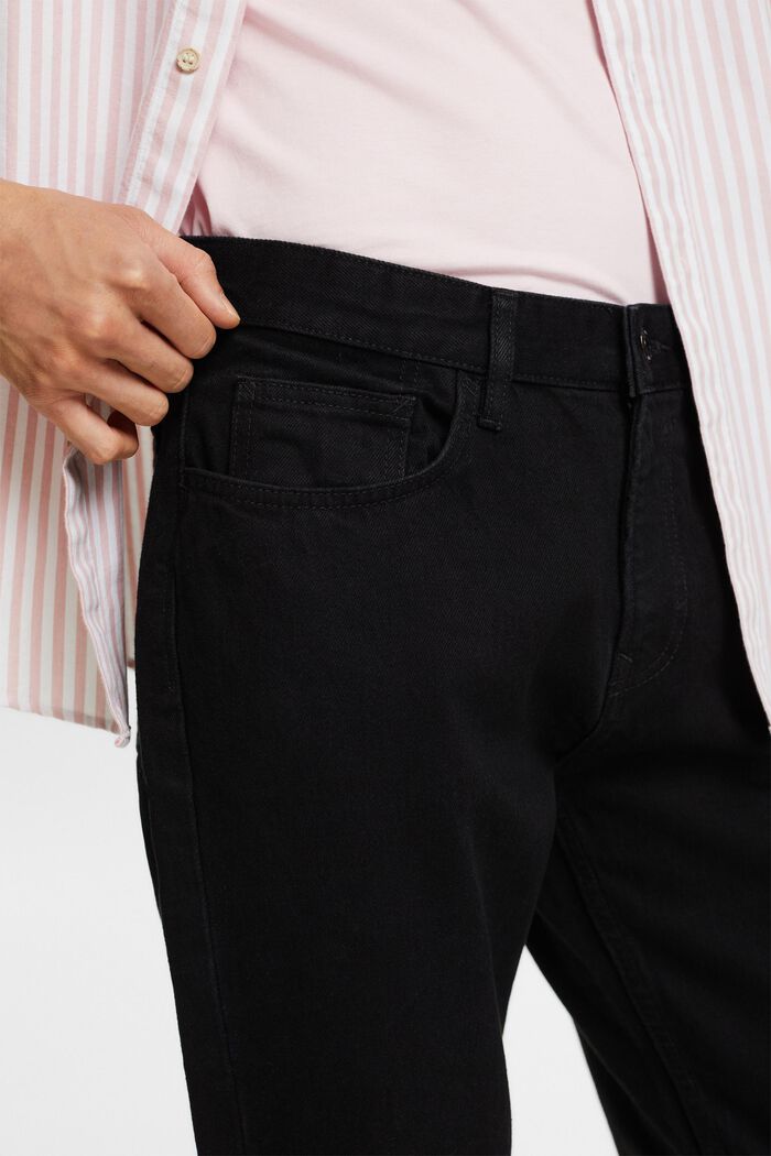 Jeans med raka ben av hållbar bomull, BLACK DARK WASHED, detail image number 3