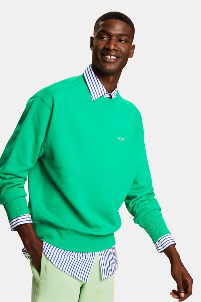 Sweatshirt i fleece med logo, unisexmodell, GREEN, detail image number 4