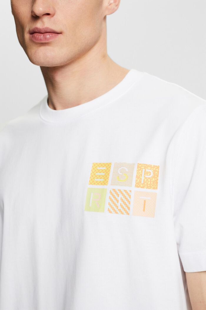 T-shirt i bomullsjersey med logo, WHITE, detail image number 3