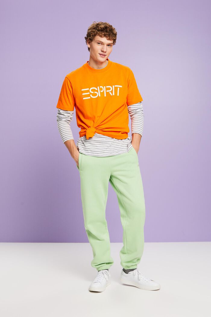 T-shirt i bomullsjersey med logo, unisexmodell, CORAL ORANGE, detail image number 1