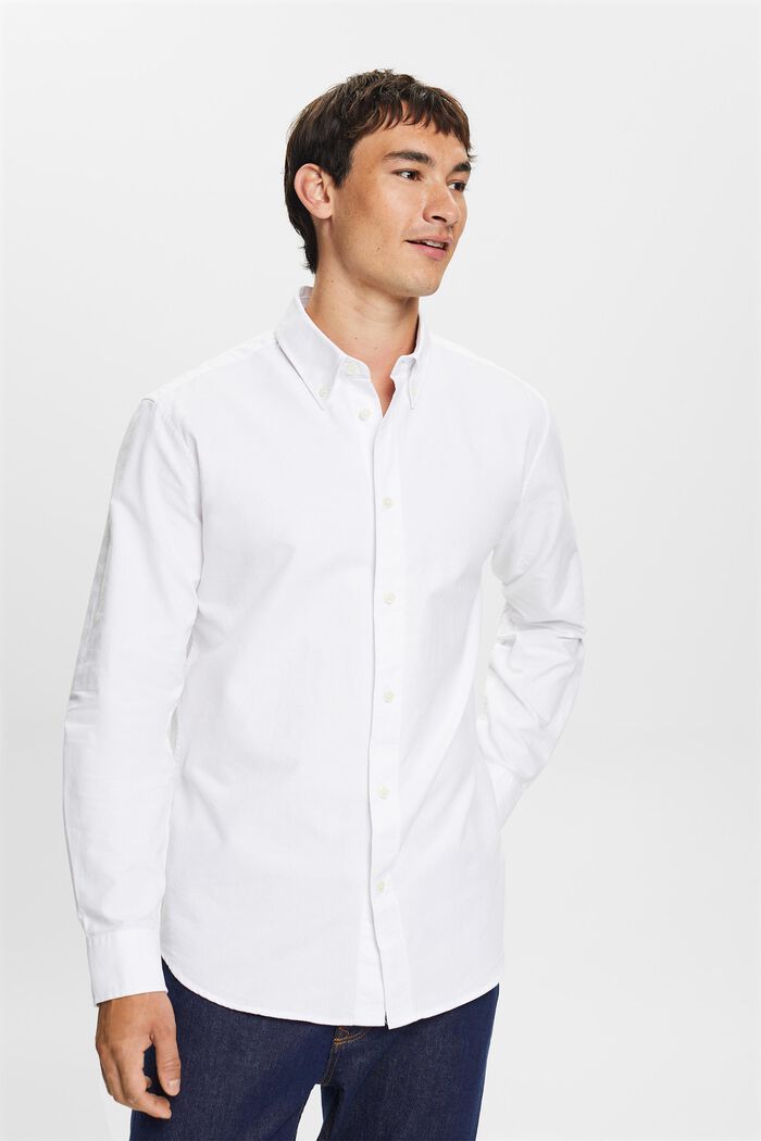 Button down-skjorta i bomullspoplin, WHITE, detail image number 1