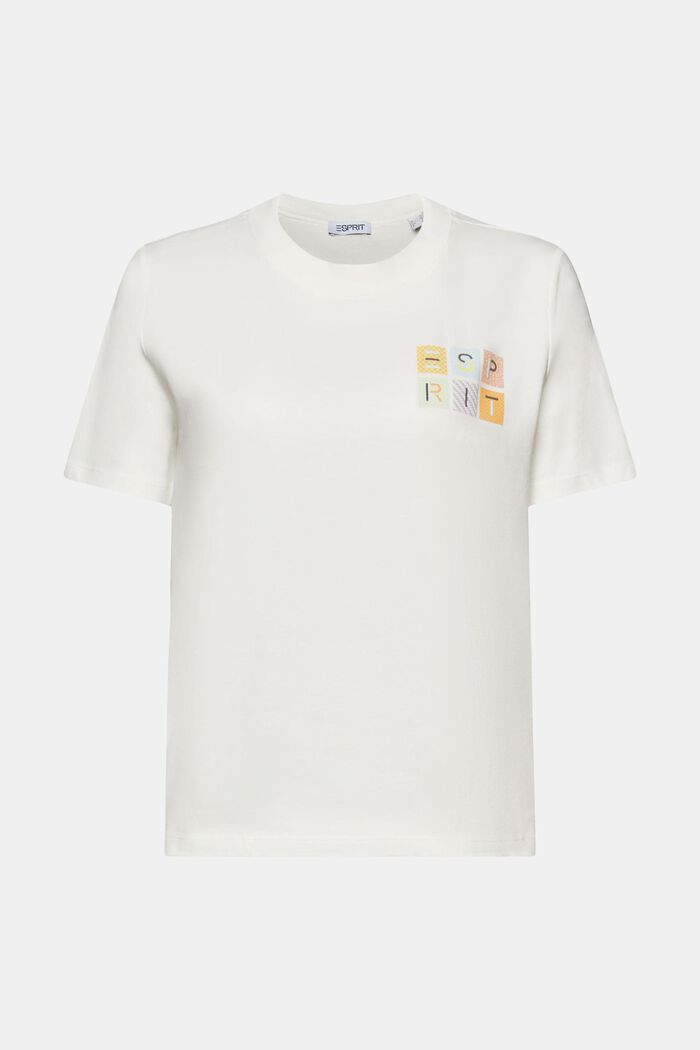 Jersey-T-shirt med logo, OFF WHITE, detail image number 6