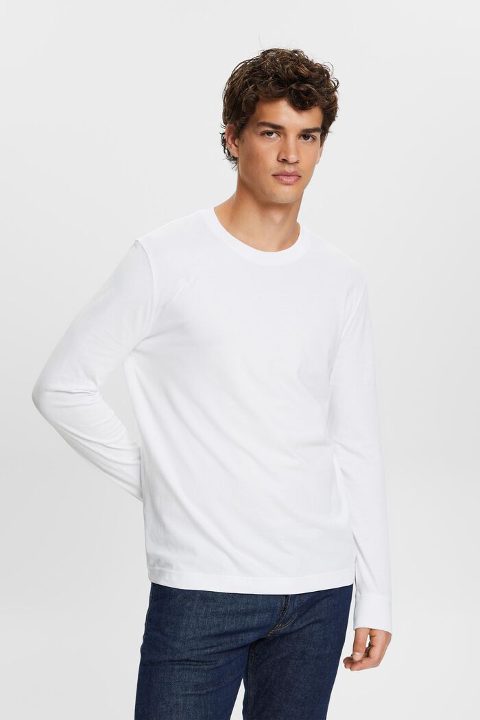 Långärmad T-shirt med rund ringning, WHITE, detail image number 3