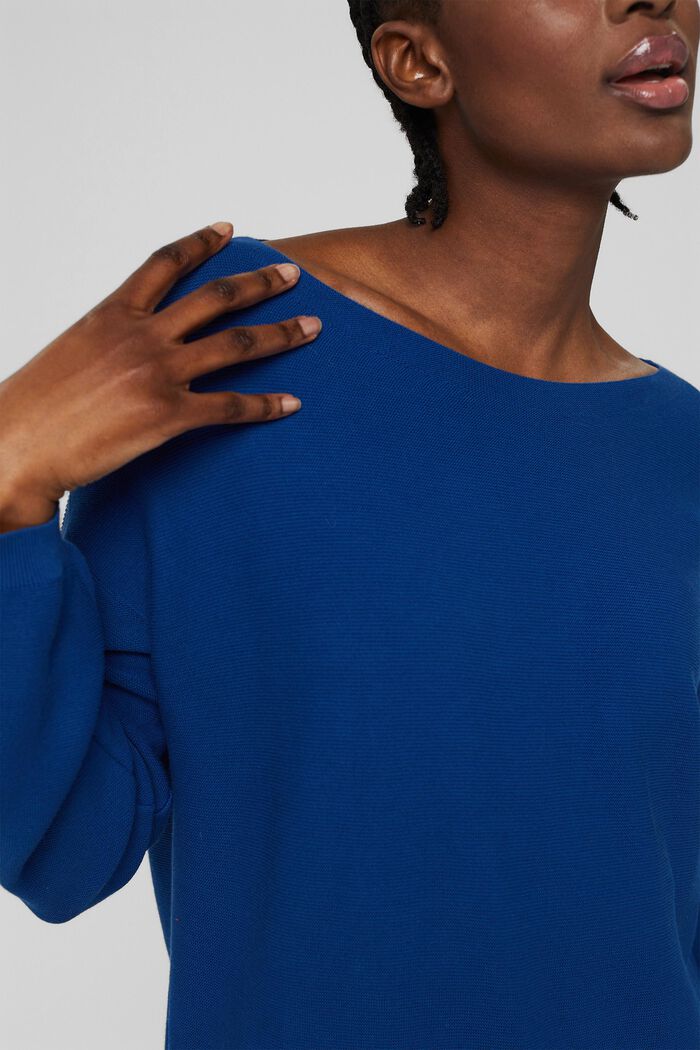Stickad tröja av 100% ekobomull, BRIGHT BLUE, detail image number 0