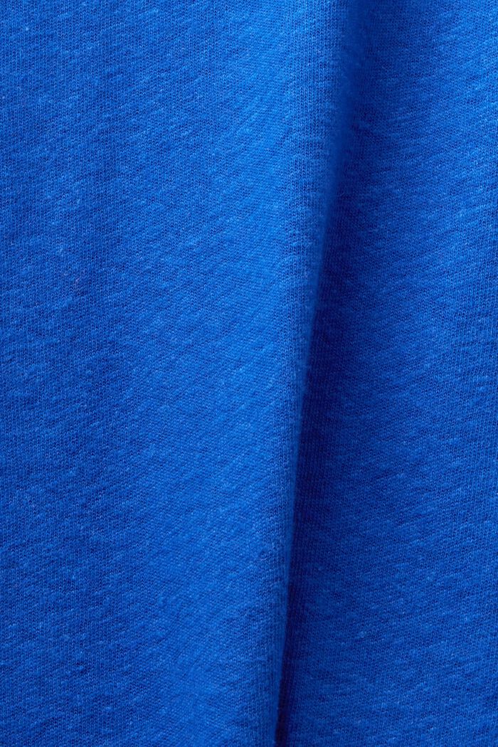 V-ringade T-shirt med bomull-linnemix, BRIGHT BLUE, detail image number 4