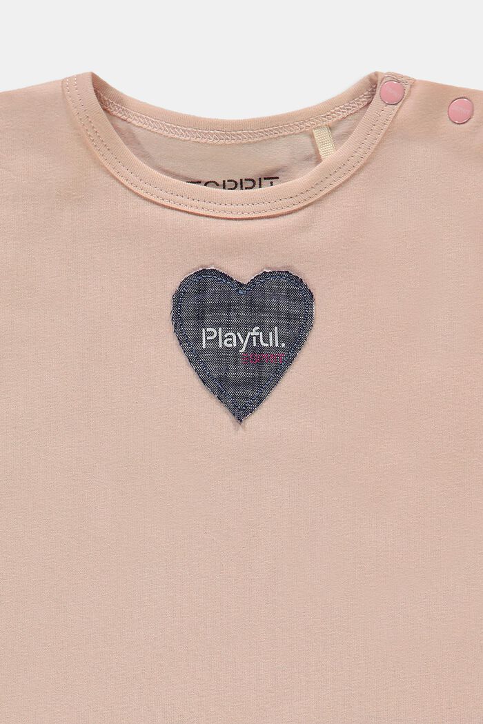 T-shirt med påsytt hjärta, ekobomull, PASTEL PINK, detail image number 2