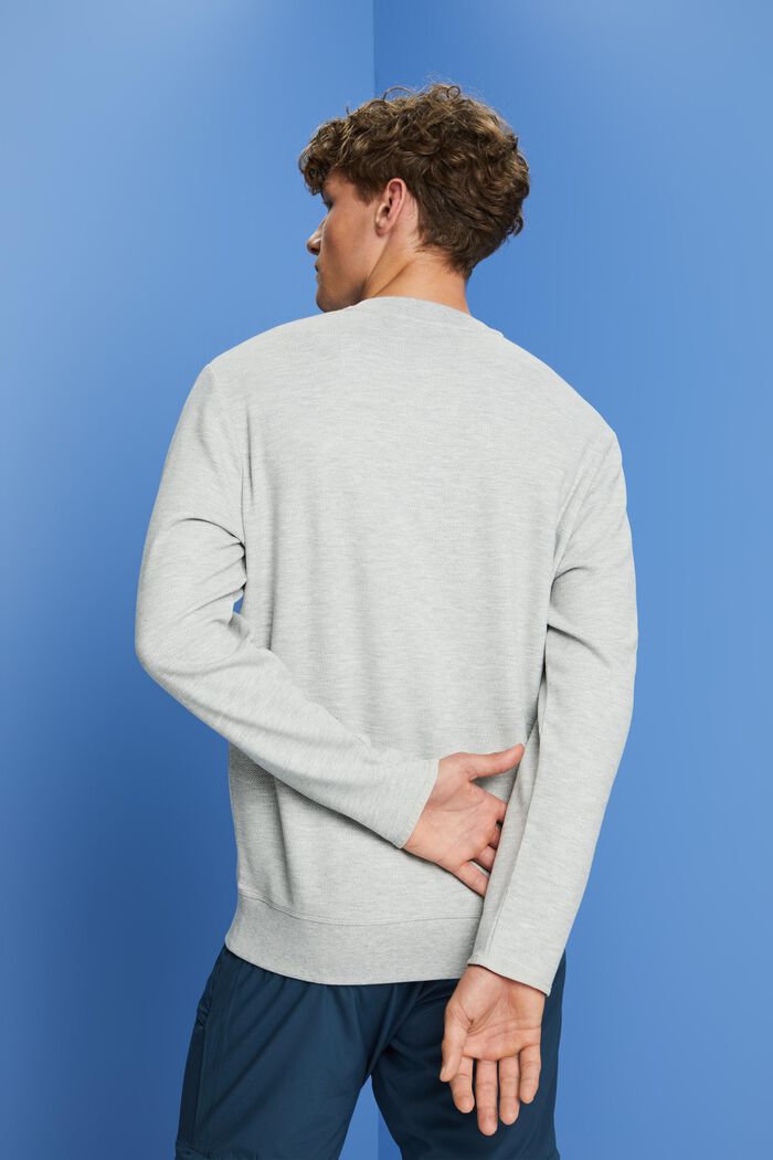 Sweatshirt i fleece med logo i mesh, LIGHT GREY, detail image number 3