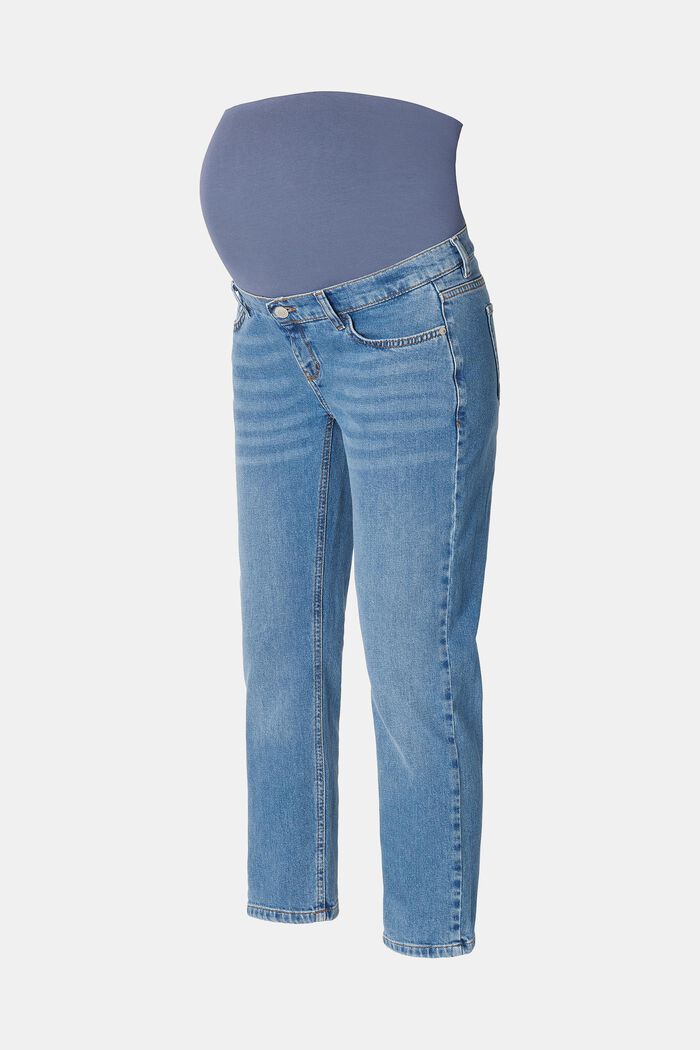 Jeans med kortare ben och mudd över magen, BLUE MEDIUM WASHED, detail image number 4