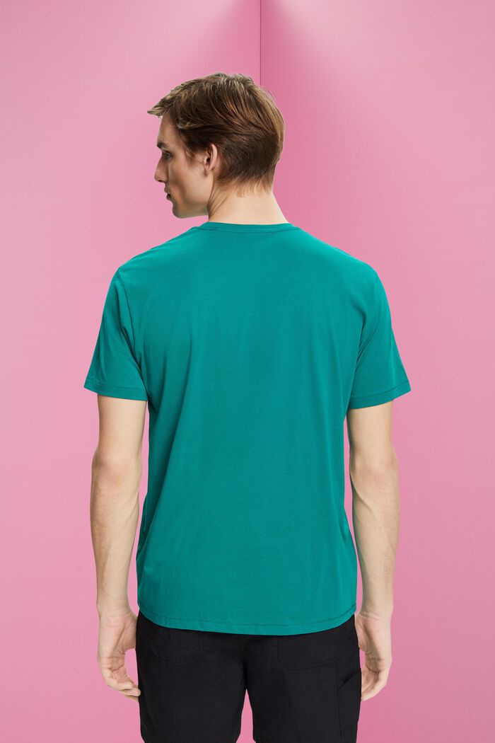 Bomulls-T-shirt med tryck, EMERALD GREEN, detail image number 3