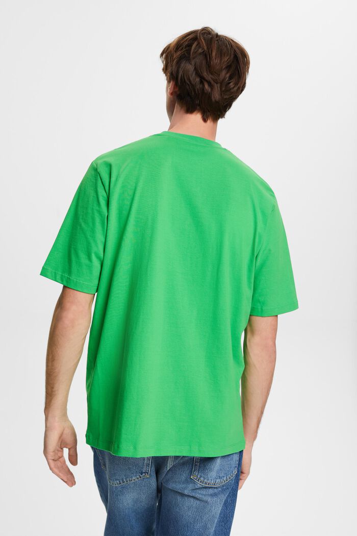 Bomulls-T-shirt med rund ringning, GREEN, detail image number 3
