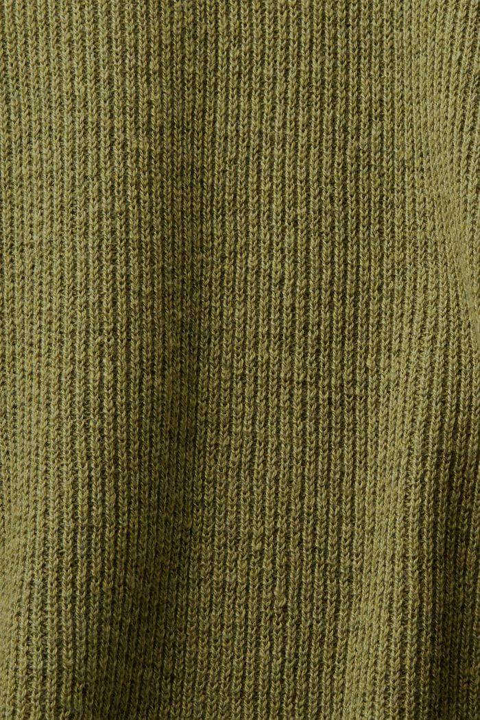 Ribbstickad poncho, OLIVE, detail image number 3