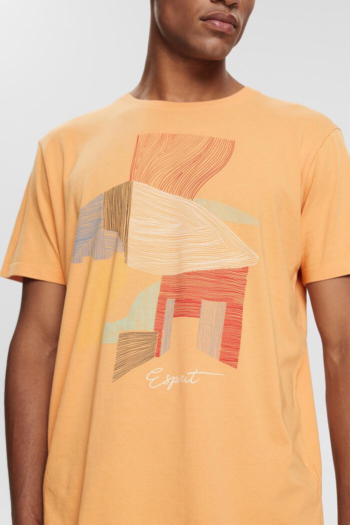 Jersey-T-shirt med tryck fram, PEACH, detail image number 0