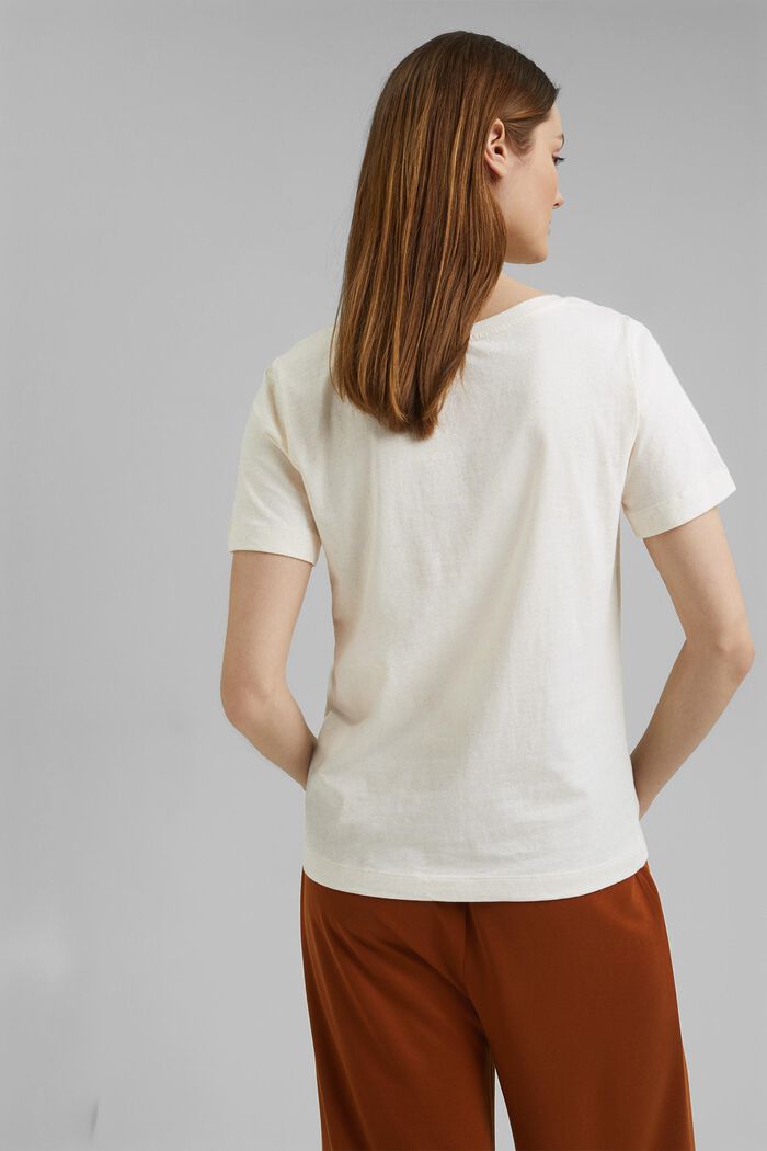 T-shirt med noppstruktur, ekologisk bomull, OFF WHITE, detail image number 3