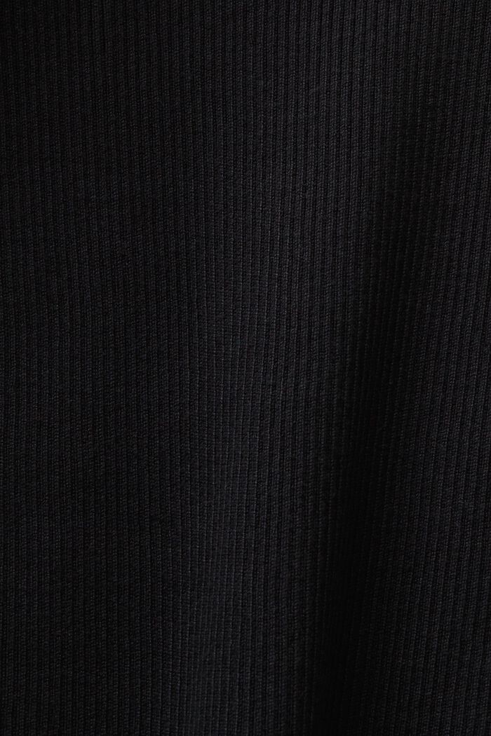 Ribbstickad tröja med rund ringning, BLACK, detail image number 5
