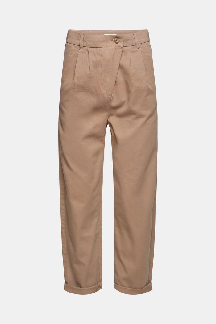 Chinos med hög midja, 100% pimabomull, TAUPE, overview