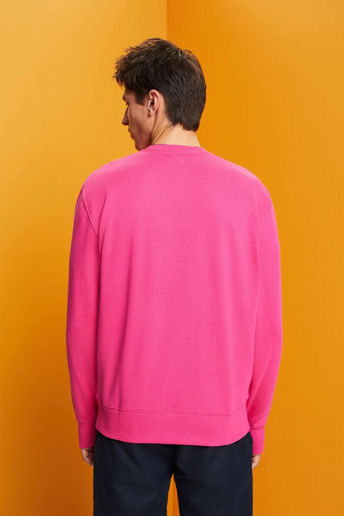 Rundhalsad sweatshirt med tryck, 100% bomull, PINK FUCHSIA, detail image number 3