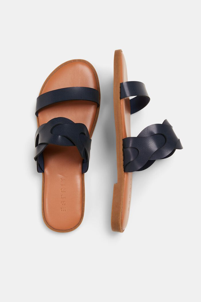 Flätade slip-in sandaler i veganskt läder, NAVY, detail image number 5